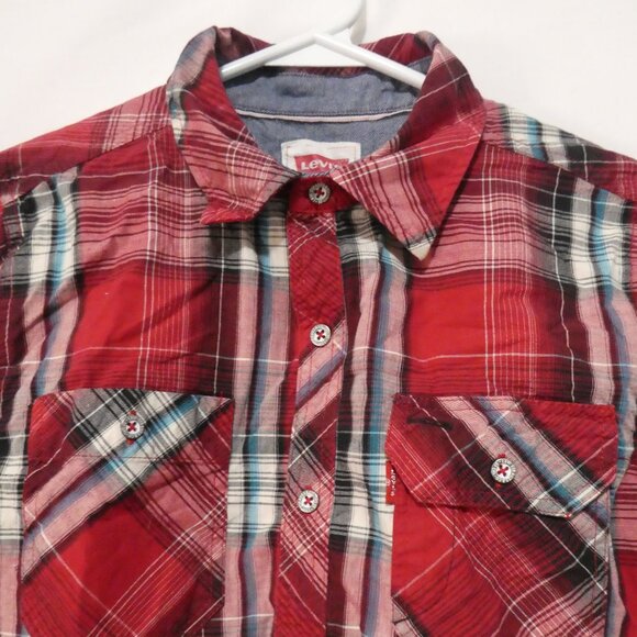 LEVI'S | medium 10-12 years | Casual Plaid Button-Up Shirt | 2 Pockets | NWOT - Picture 4 of 14